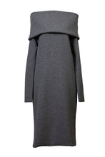 画像をギャラリービューアに読み込む, Cashmere Knit Off Shoulder Dress | Charcoal Grey