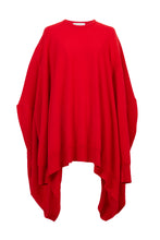 Load image into Gallery viewer, Cashmere Knit Oversize Poncho | Cherry Red