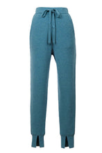 Load image into Gallery viewer, Wool Cashmere Knit Slit Jogger Pants | Peacock