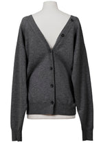 画像をギャラリービューアに読み込む, Wool Cashmere Knit V neck Cardigan | Charcoal Grey