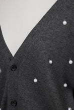 画像をギャラリービューアに読み込む, Wool Cashmere Knit V neck Cardigan | Charcoal Grey x Pearl