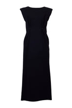 Load image into Gallery viewer, Padded Shoulder Back Open Maxi Dress | Stone