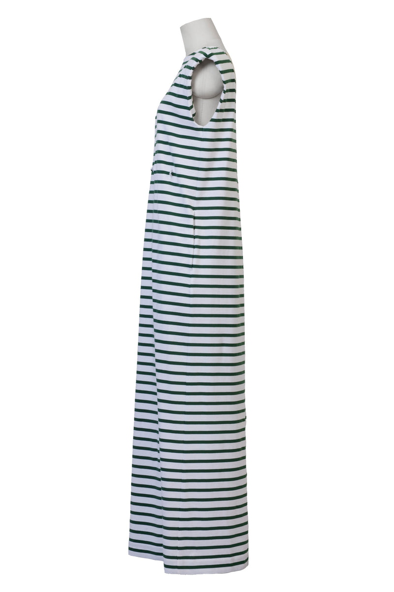 Padded Shoulder Back Open Maxi Dress | Marine Border – MYLAN 