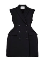 Load image into Gallery viewer, Sleeveless Bustle Long Jacket | Stone