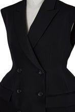 Load image into Gallery viewer, Sleeveless Bustle Long Jacket | Stone