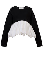 画像をギャラリービューアに読み込む, Wool Cashmere Hem Balloon Knit | Stone x Pearl
