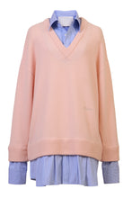 画像をギャラリービューアに読み込む, Cashmere V neck Knit Shirt Layered Dress | Cherry Blossom