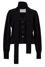 画像をギャラリービューアに読み込む, Cashmere Knit Scarf Collar Cardigan | Stone