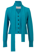 画像をギャラリービューアに読み込む, Cashmere Knit Scarf Collar Cardigan | Sky