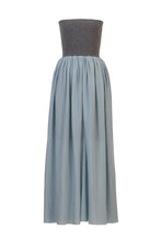 画像をギャラリービューアに読み込む, Wool Cashmere Bear Top Dress with Silk Gathers | Sea Blue