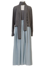 画像をギャラリービューアに読み込む, Wool Cashmere Bear Top Dress with Silk Gathers | Midnight Blue