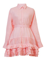 画像をギャラリービューアに読み込む, Tack Gather Frilled Shirt Dress | Cherry Blossom