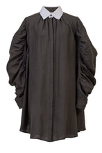Load image into Gallery viewer, Volume Sleeve A-Line Shirt Dress | Charcoal Grey