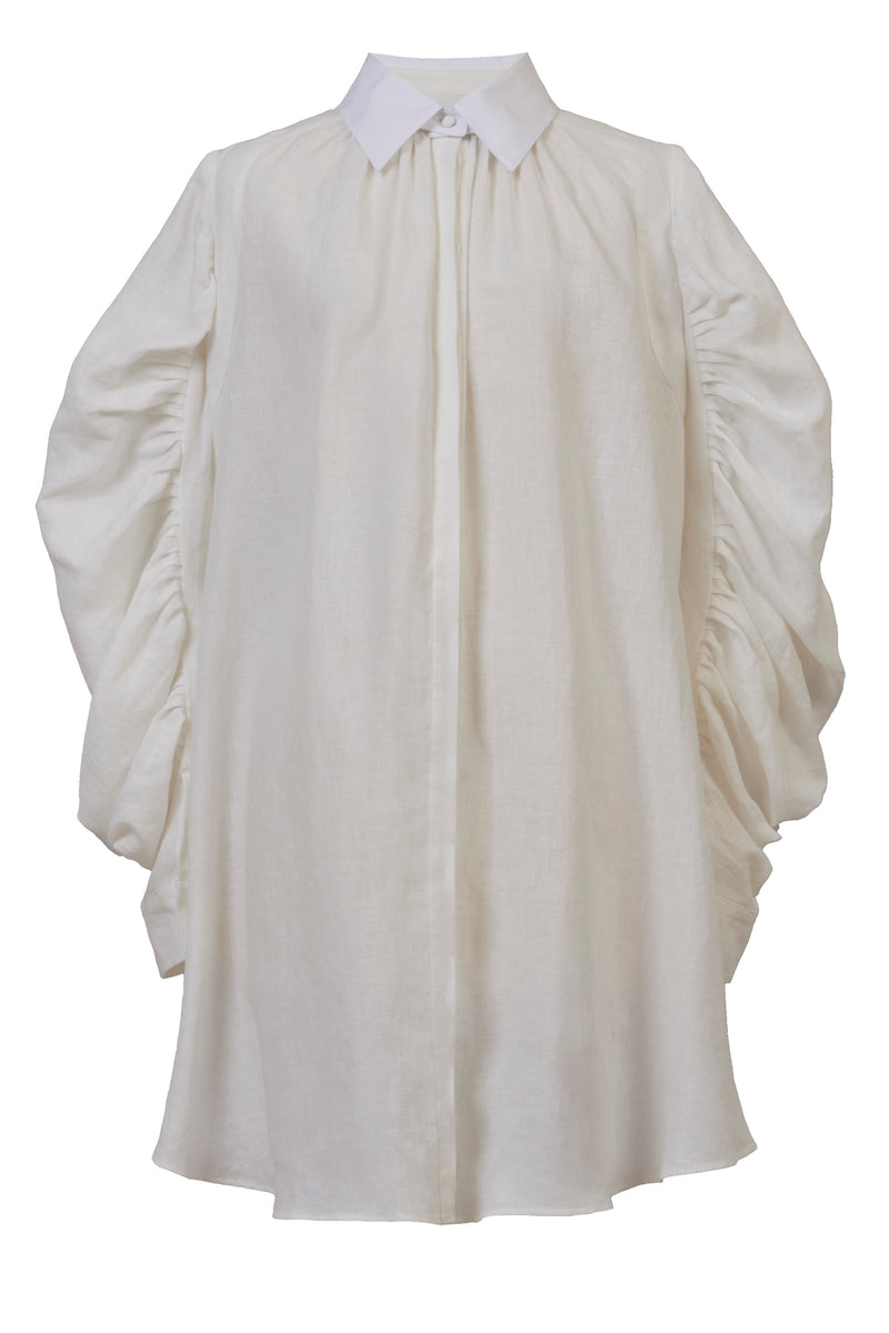 Volume Sleeve A-Line Shirt Dress | Shell White – MYLAN