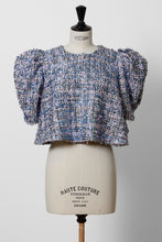 Load image into Gallery viewer, Volume Sleeve A-Line Tweed 2Way Tops | Shiny