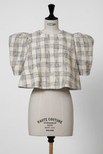 Load image into Gallery viewer, Volume Sleeve A-Line Tweed 2Way Tops | Stone Plaid