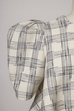 Load image into Gallery viewer, Volume Sleeve A-Line Tweed 2Way Tops | Stone Plaid