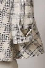 Load image into Gallery viewer, Volume Sleeve A-Line Tweed 2Way Tops | Stone Plaid