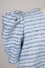 Load image into Gallery viewer, Volume Sleeve A-Line Tweed 2Way Tops | Sea Blue Stripe