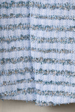 Load image into Gallery viewer, Volume Sleeve A-Line Tweed 2Way Tops | Sea Blue Stripe