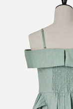 Load image into Gallery viewer, Off-Shoulder Linen Pleated & Gathered Dress | Stone