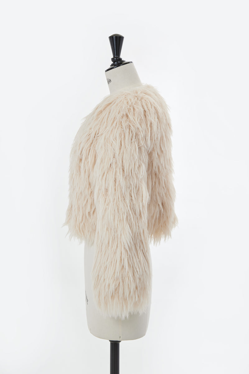 Long Fur Knit Short Cardigan | Shell White – MYLAN ONLINE SHOP