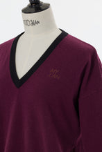 Load image into Gallery viewer, Cashmere V-Neck Asymmetrical Knit with MYLAN Logo | Chocolate