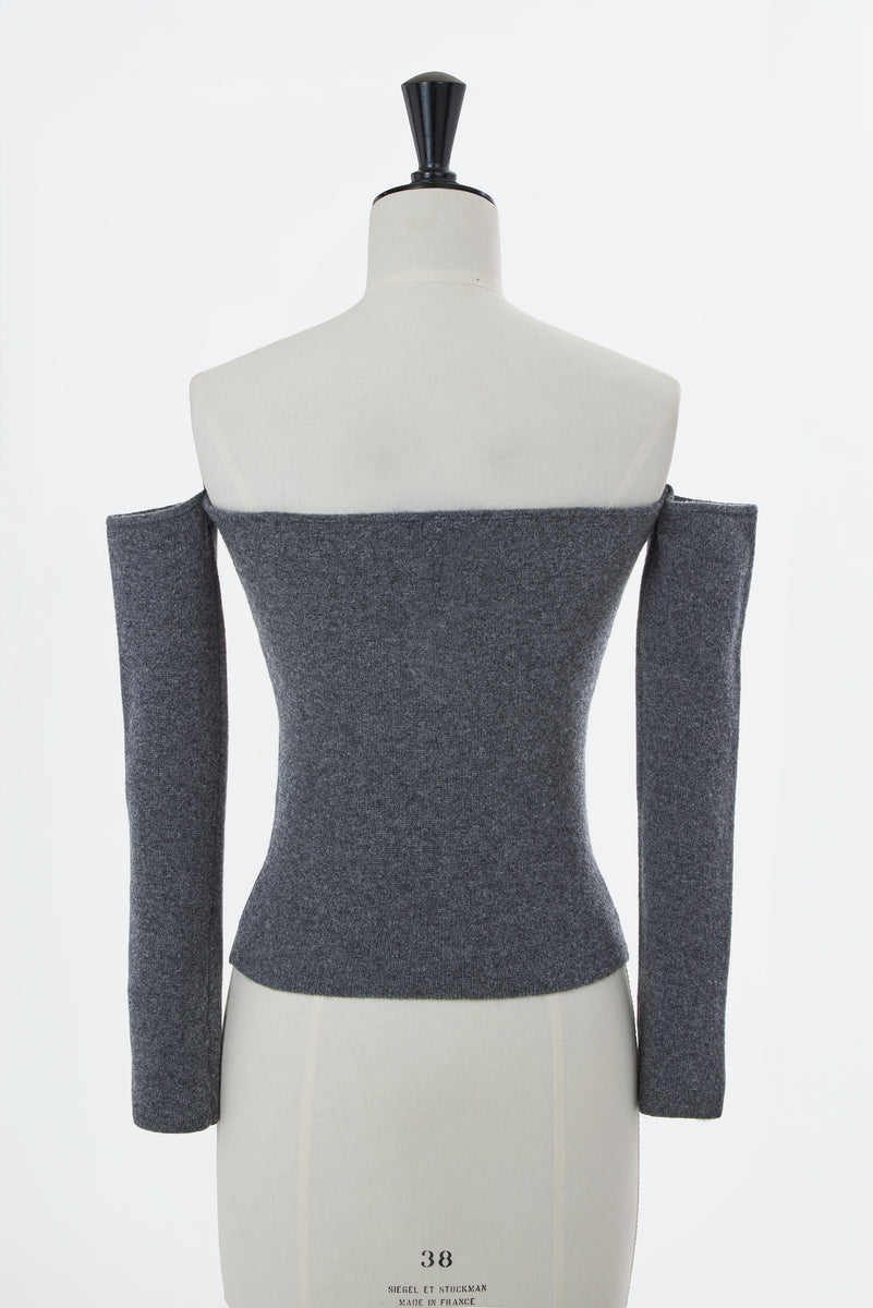 マイラン mylan  オフショルダーニット Wool Cashmere Off-Shoulder Knit | Charcoal Grey – MYLAN ONLINE SHOP