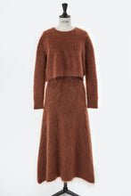 Load image into Gallery viewer, Wool Mohair Knit A-Line Long Skirt | Light Grey