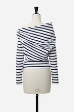 画像をギャラリービューアに読み込む, Asymmetric Off-Shoulder Striped Top | Cherry Red
