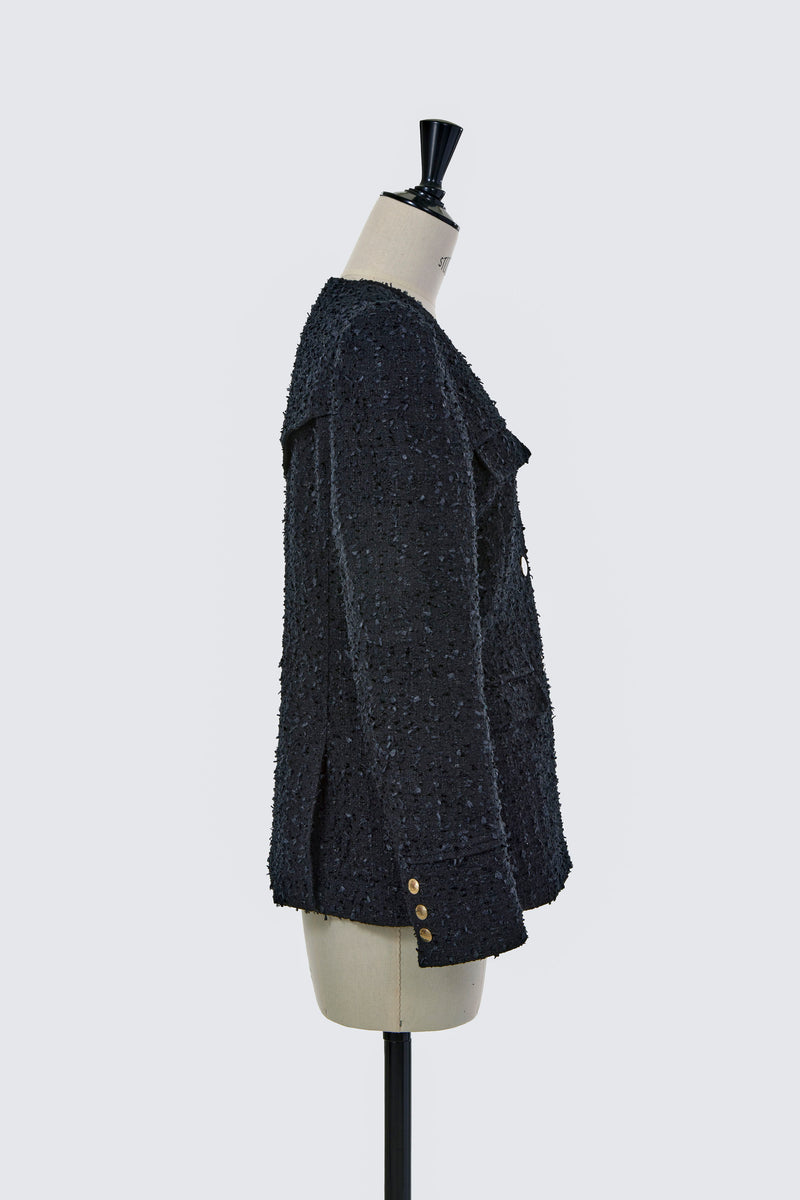 V-Neck Tweed Jacket | Stone – MYLAN ONLINE SHOP