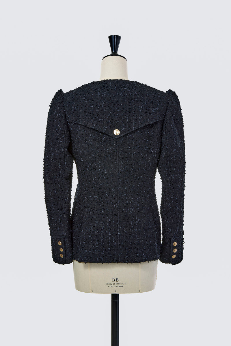 V-Neck Tweed Jacket | Stone – MYLAN ONLINE SHOP