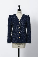 画像をギャラリービューアに読み込む, V-Neck Tweed Jacket | Navy