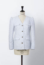 画像をギャラリービューアに読み込む, V-Neck Tweed Jacket | Shell White
