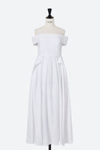 画像をギャラリービューアに読み込む, Off-Shoulder Linen Pleated & Gathered Dress | Shell White