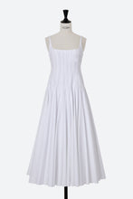 Load image into Gallery viewer, Paneled Pleated Cotton Flared Dress | Shell White