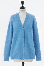 画像をギャラリービューアに読み込む, Wool Mohair Knit Big Cardigan | Sea Blue