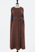 画像をギャラリービューアに読み込む, Reversible Cashmere Long Cape Knit Coat | Chocolate × Turquoise