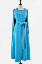 画像をギャラリービューアに読み込む, Reversible Cashmere Long Cape Knit Coat | Chocolate × Turquoise