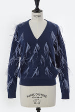 Load image into Gallery viewer, Cashmere Knit with Feathers | Navy