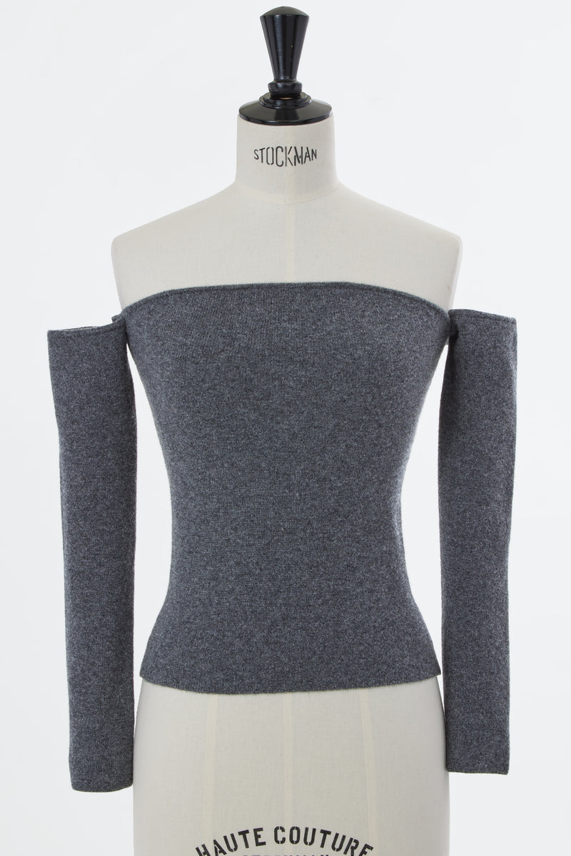 Wool Cashmere Off-Shoulder Knit | Charcoal Grey – MYLAN ONLINE SHOP