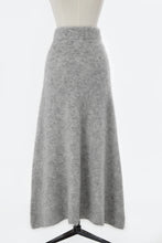 Load image into Gallery viewer, Wool Mohair Knit A-Line Long Skirt | Light Grey
