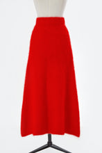 画像をギャラリービューアに読み込む, Wool Mohair Knit A-Line Long Skirt | Red