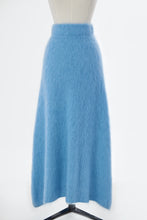 Load image into Gallery viewer, Wool Mohair Knit A-Line Long Skirt | Sea Blue