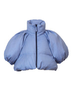 画像をギャラリービューアに読み込む, Tweed Volume Sleeve Short Down Coat | Sea Blue