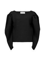 画像をギャラリービューアに読み込む, Cashmere Wool Knit Power Shoulder Top | Stone
