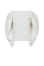 画像をギャラリービューアに読み込む, Cashmere Wool Knit Power Shoulder Top | Pearl
