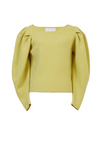 画像をギャラリービューアに読み込む, Cashmere Wool Knit Power Shoulder Top | Citrine