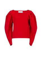 画像をギャラリービューアに読み込む, Cashmere Wool Knit Power Shoulder Top | Ruby
