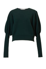 Load image into Gallery viewer, Bi-Color Puff Sleeve Cashmere Knit Top | Earth